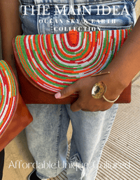 Image 2 of "Furaha" Brown & Orange Clutch (2 sizes)