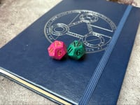 Image 6 of Hope and Fear Dice | Handmade Pair of D12 Dice Magenta and Green