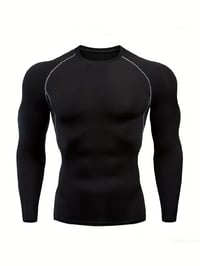 Camisas de compresión manga larga para entrenamiento  color negro con franjas gris