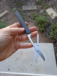 Image 1 of Slipjoint scissors, black scales. 