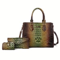 Image 3 of 3pcs Set Crocodile Print Tote Bag - Large Capacity, Women'S Fashion Handbag, Shoulder Bag And Purse