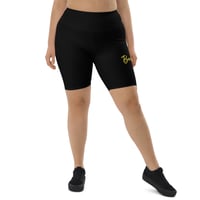 Image 1 of BOSSFITTED Solid Black and Yellow Biker Shorts