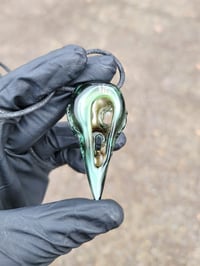 Image 10 of Matalic Green Raven Skull Pendant