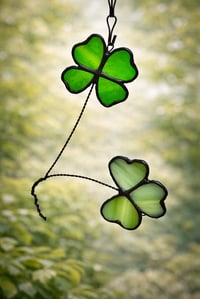 Image 1 of Lucky Clover Duo Stained Glass Suncatcher