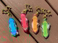 Image 2 of Stained Glass Gold Foil Robin Keychains