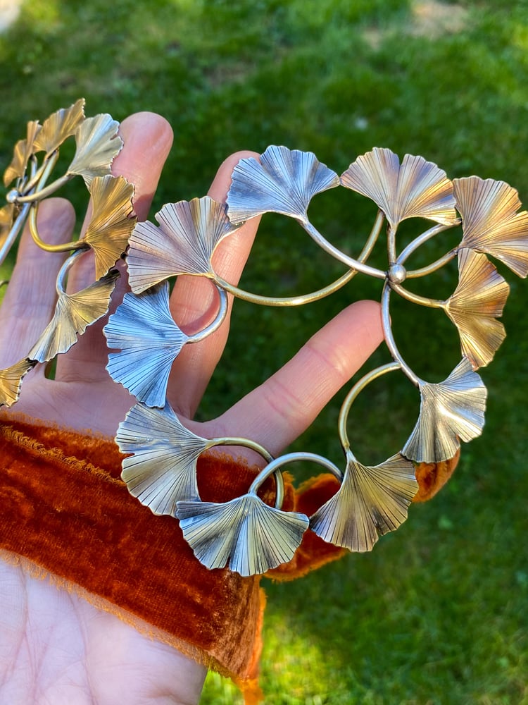 Image of Art Nouveau Ginkgo Brass Sterling Mask