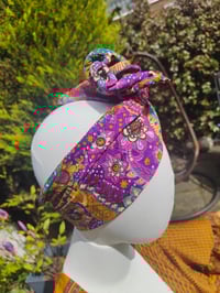 Image 6 of Boho head wrap with Wire - sari fabric -neon henma