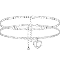 Image 1 of 2 Silver Ankle bracelets with initial pendant 