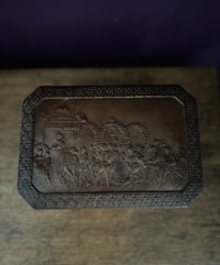 Image 8 of Superbe boîte à bijoux en cuir, soie capitonnée bronze, fin XIXème s.