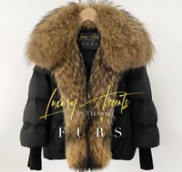 Raccoon fur down coat ONE SIZE fits S-XL PRE ORDER (14 business days to ship) 