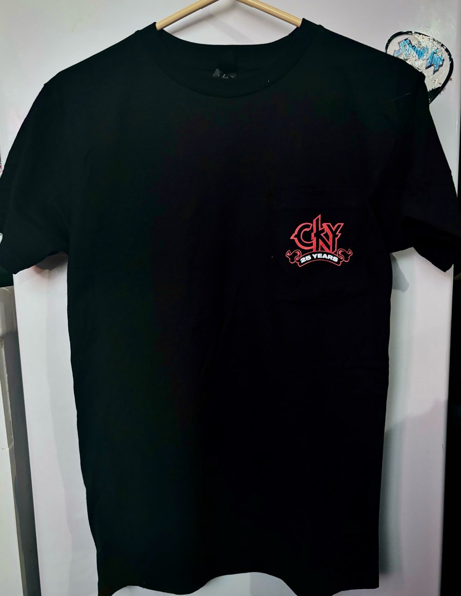 Image of CKY- 25 Year Tour -Pocket Tee w back print dates - May 2024 tour dates