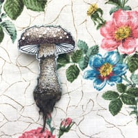 Image 1 of Stitched mushroom brooch