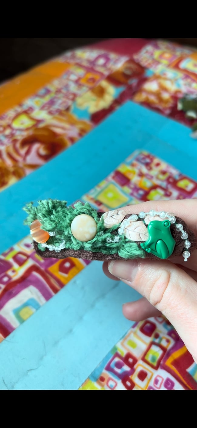 "Froggie Bubbles" Upcycled Barrette