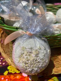 Image 1 of skin calming gluten free oatmeal shea butter honey bath bombs 
