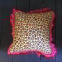 Image 7 of Raspberry Pink Fringe Virgin Leopard Cushion Cover