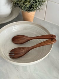 Image 2 of Acacia Wood Salad Servers Set 