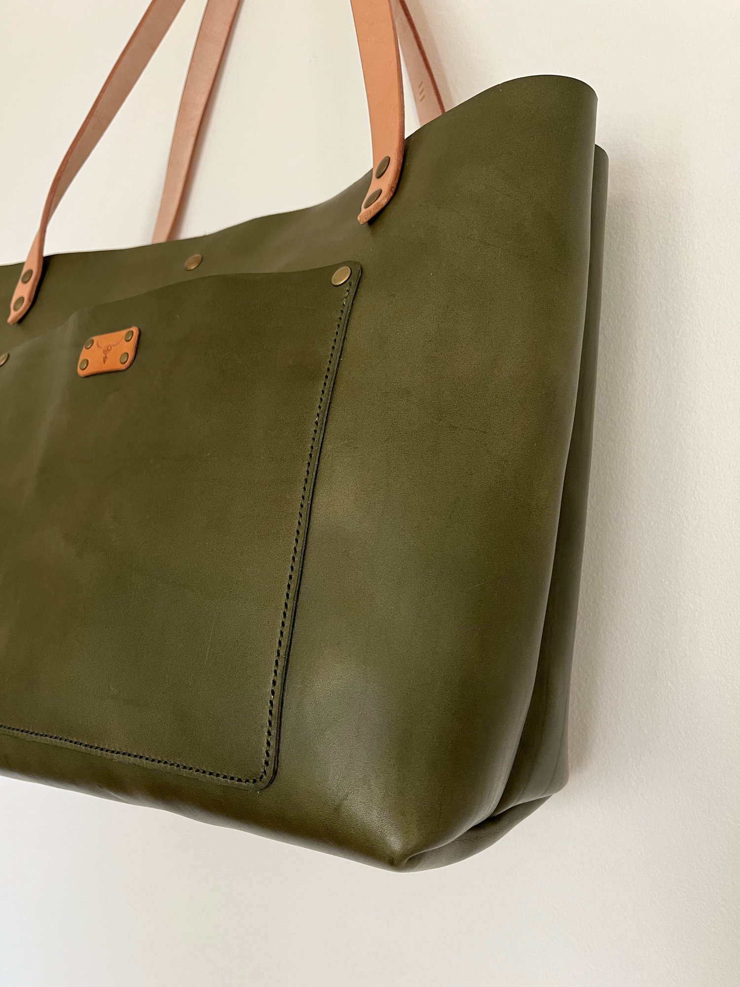 Image of Olive Green Italian Vachetta Carry-all Tote