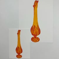 Reproduction Linocut Print - orange Viking glass