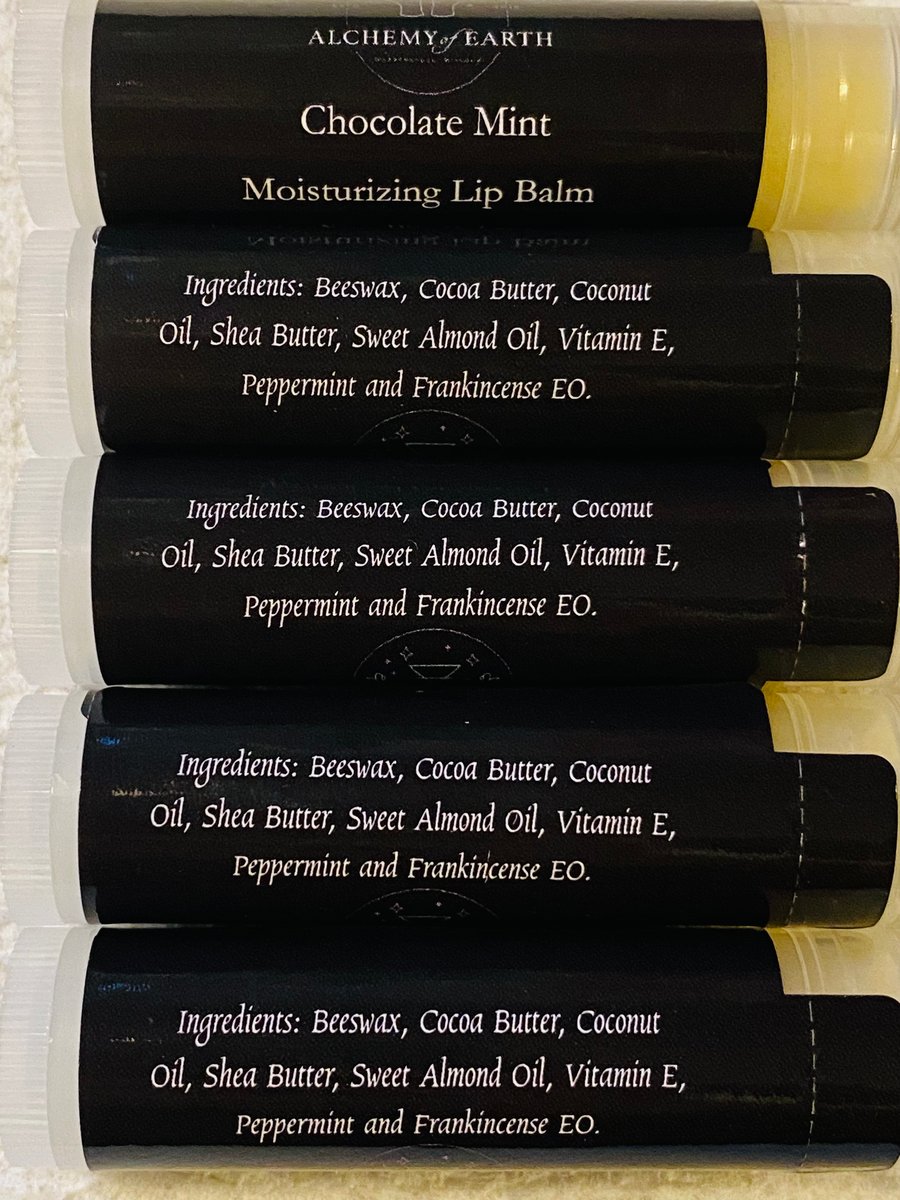 Chocolate Mint Lip Balm Organic Cocoa Butter, Peppermint Essential