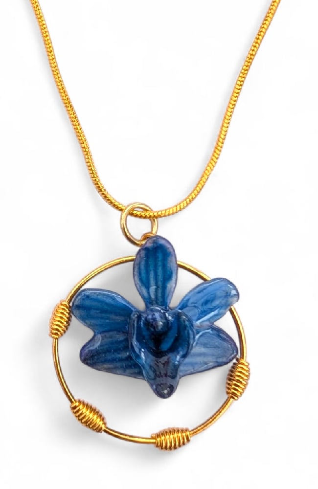 Image of Gold Wirework Mini Orchid Pendants