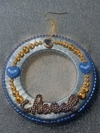 Image 2 of Blue Hearted Royalty Hoops
