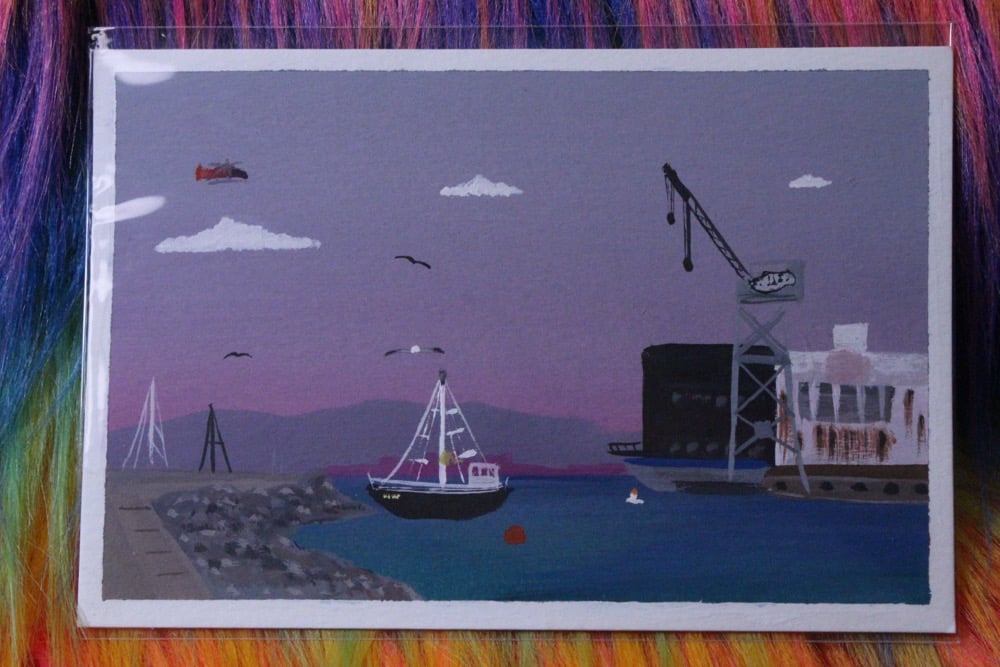 Image of Crane Crove Gouache Postcard 
