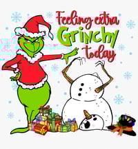 Image 2 of Dtf heat transfer Christmas theme for matching t shirts Grinch & snowman