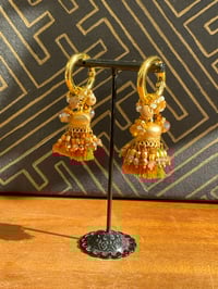 Image 3 of Gold plated beaded golden Afghan tassel clip ear weights