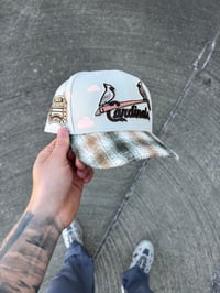 Image 1 of  PLAID BRIM  PARTLY CLOUDY MULTI TONE ST LOUIS CARDINALS CUSTOM FITTED CAP