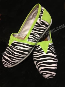 Image of Zebra Print TOMS w/ Lime Green Trim