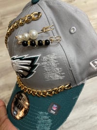 Image 3 of Gold custom Eagles all gray hat