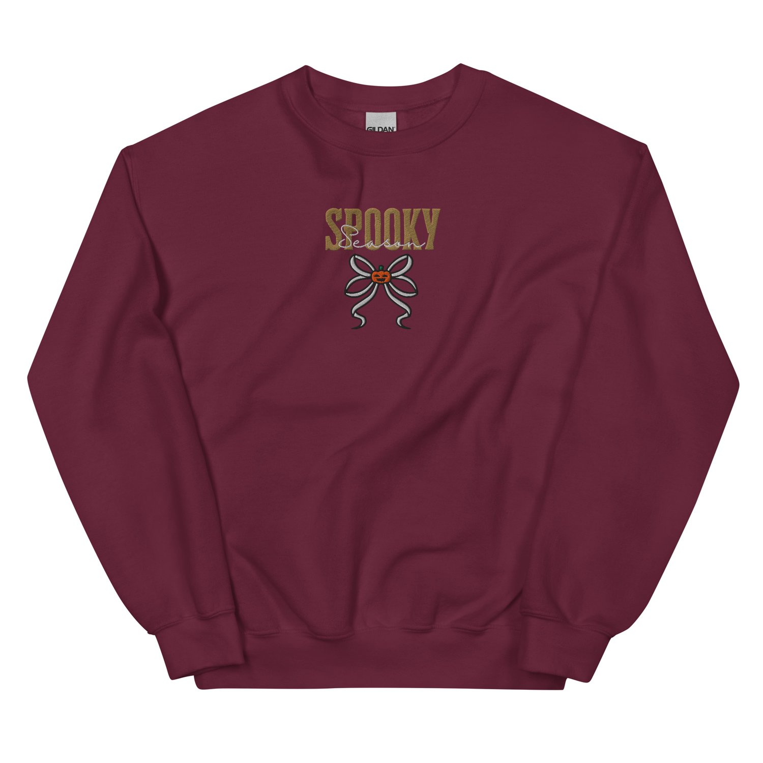 Image of Spooky season ribbon autumn embroidery Unisex Sweatshirt