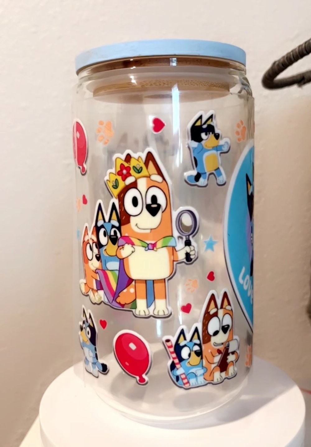 Image of Love mom GLASS+LID+GLASS STRAW