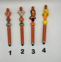 Image 1 of Orange Beaded Dual Touchscreen/Ball Point Pens
