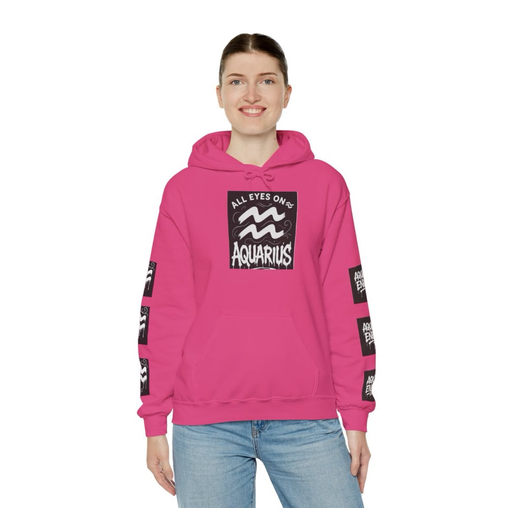 Image of Unisex Aquarius Zodiac Hoodie — All Eyes On Aquarius Graphic Sweatshirt