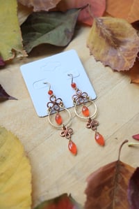 Image 2 of  Mixed Metal Carnelian Earrings
