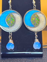 Image 2 of Handcrafted Resin Leaf with Swirl Design and glass 2 tone bead