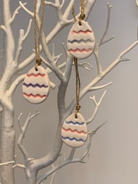 Image 6 of Handmade Ceramic Zig Zag Easter Eggs (Set of 3)