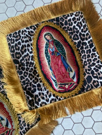 Image 15 of Virgin Leopard Fringe Cushion Cover with gold fringing