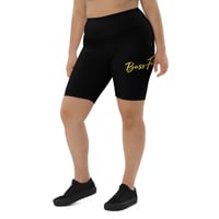 Image 3 of BOSSFITTED Solid Black and Yellow Biker Shorts