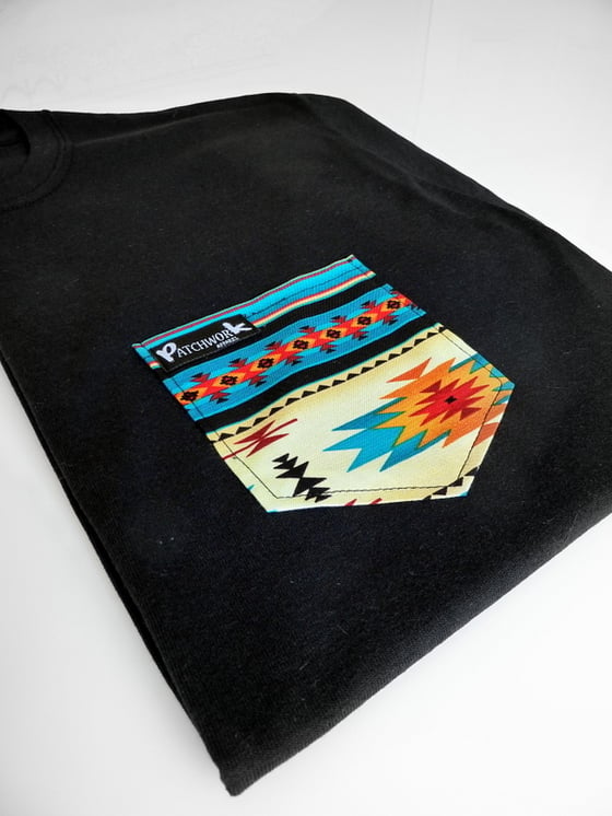Image of Blue Aztec Pocket T-Shirt
