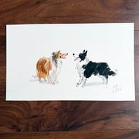 ORIGINAL ARTWORK - A Couple of Collies - 25x15cm