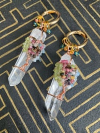 Image 1 of Rose gold gemstone tree quartz wrapped ear weights  
