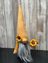 Image 4 of Harris Tweed Wee Sunflower Gnome, grey beard