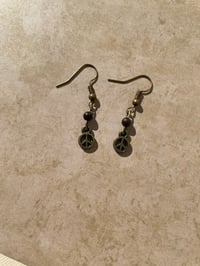 Image 1 of Peace sign bead earrings 