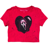 Image 1 of “GHOSTFACE HEART” Custom Hand Painted Baby Tee LARGE