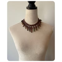 Image 3 of The Empress Necklace - Thick Mixed Jaspers and Dark Chestnut Brown Leather 