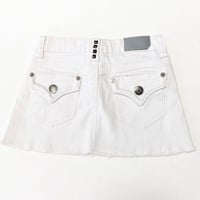 Image 2 of Vigoss Girls White Denim Mini Skirt with Studs