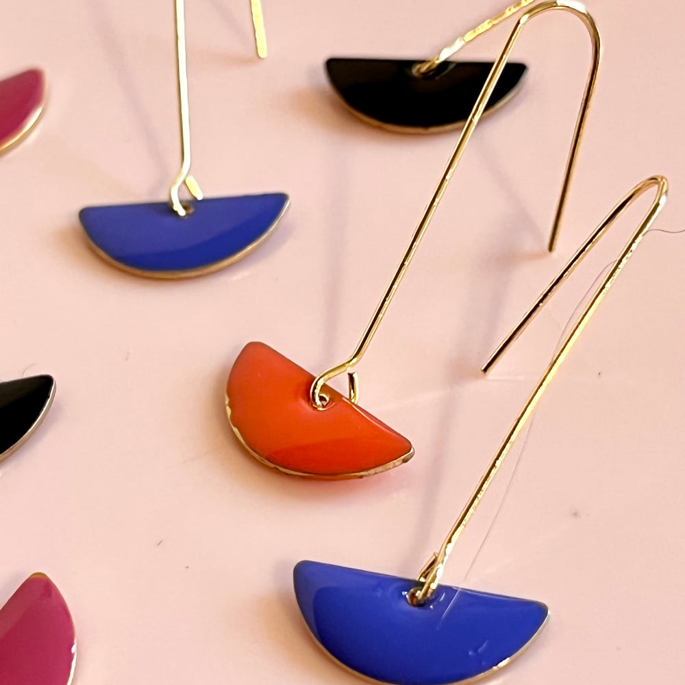 Image of Enamel Half Circle Drops New Colours