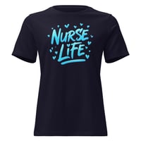 Image 2 of Nurse Life Shirt – Blue Graphic Nurse T-Shirt Script Women’s Tee